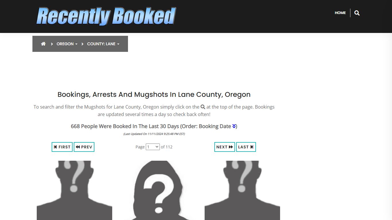 Bookings, Arrests and Mugshots in Lane County, Oregon - Recently Booked